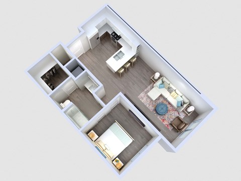 Floor plan for 1 bed, 1 bath, 759 sqft